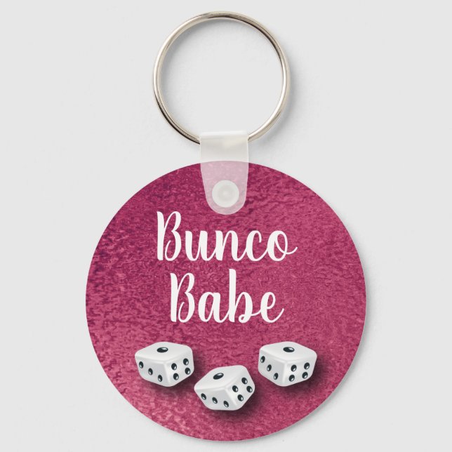 Chic Faux Rosa Foil Bunco Dice Nyckelring (Framsida)