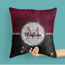 Chic faux Silver Burgundy Black monogram