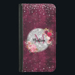 Chic faux Silver Burgundy Blommigt monogram Plånboksfodral För Samsung Galaxy S5<br><div class="desc">Söt chic och elegant vintage blommor giga faux glitter som går i burgundi, ro och silver för att skapa en speciell unik snyggt fodral för att skydda din enhet. Vackra, moderna och coola blommigtar för den trendviga och konsthundande höftledaren. Den här snyggtens sofistikerade utformning skulle vara underbar för flickor som...</div>