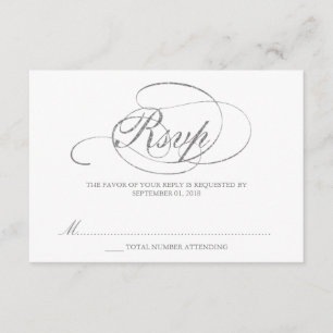 Chic Faux Silver Foil Bröllop OSA Template Kort