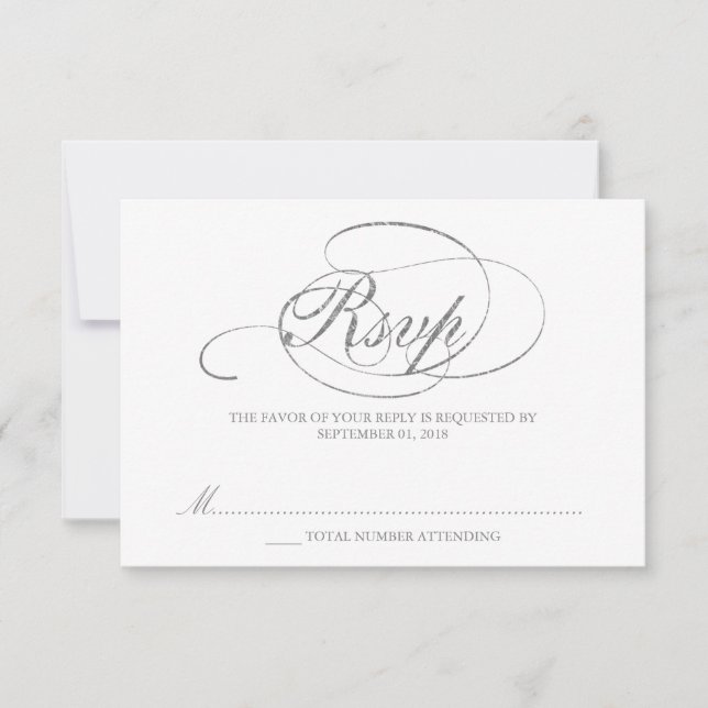 Chic Faux Silver Foil Bröllop OSA Template Kort (Framsida)