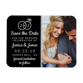 Chic Faux Silver Foil Monogram Bröllop Ringar Magnet