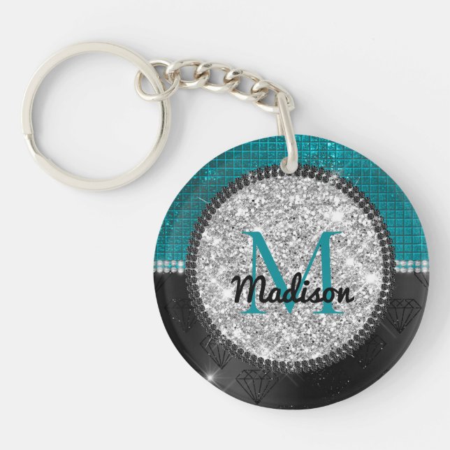 Chic faux Silver Glitter Turcos Black monogram (Framsidan)