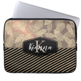 Chic Feathers with Glittery Rand Monogram Laptop Fodral