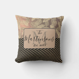 Chic Feathers with Guld Rand Monogram Family Kudde