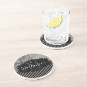 Chic Feathers with Silver Rand Monogram Family Underlägg