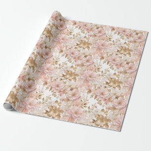 Chic Feminin Blommigt och Guld jul Presentpapper