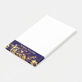 Chic feminine midnight blue guld ram med namn post-it block