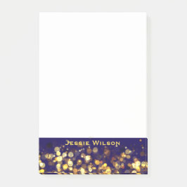 Chic feminine midnight blue guld ram med namn post-it block