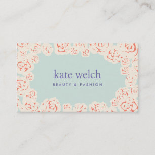 Chic Feminine Pastel Gul ros Blommigt Boutique Visitkort