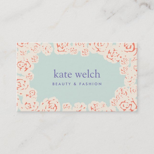 Chic Feminine Pastel Gul ros Blommigt Boutique Visitkort (Framsida)