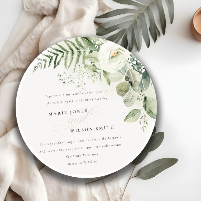 Chic Fern Eucalyptus Greenery Foliage Vow Renewal Inbjudningar (Skapare uppladdad)