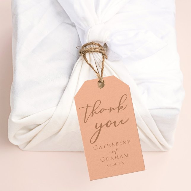 Chic Fersken Minimalistisk Anpassad Bröllop Presentetikett (Skapare uppladdad)