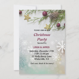 Chic Festive Gräs berry jul Party Inbjudningar