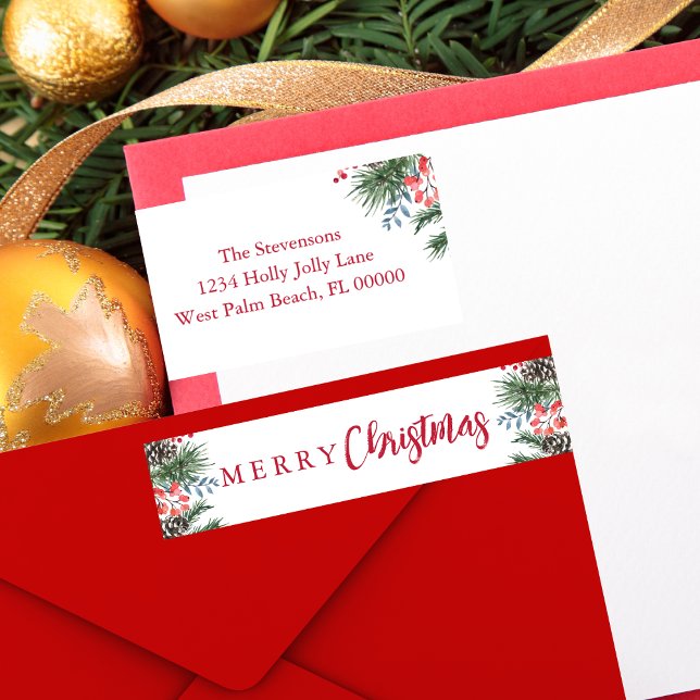 Chic Festive Holly Berries God jul Etikettband (Skapare uppladdad)