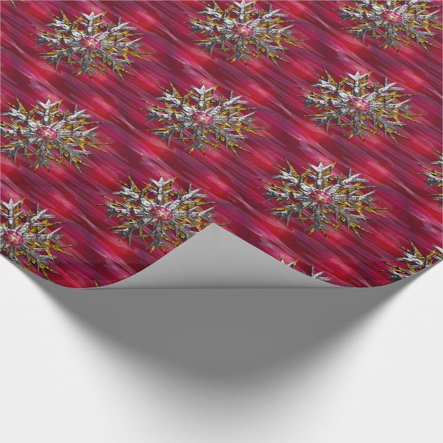 Chic Festive Snowflake over Paris Glossy Presentpapper (Hörn)