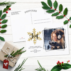 Chic Festive Snowflake Photo Helgdag Helg Vykort