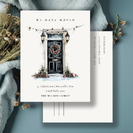Chic Festive Winter Front Door We have Moved Vykort