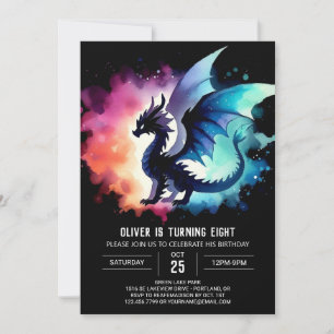 Chic Fiery Dragon Birthday Anpassningsbar Inbjudningar