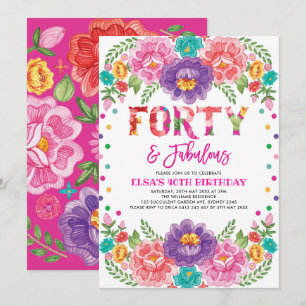 Chic Fiesta 40 och Fabulous Woman 40:e födelsedage Inbjudningar