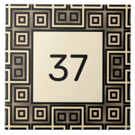 Chic Finare Deco Ivory & Grått House Number Plaque Kakelplatta