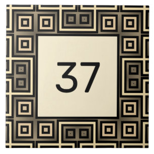 Chic Finare Deco Ivory & Grått House Number Plaque Kakelplatta