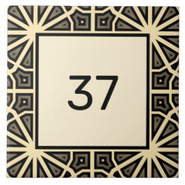 Chic Finare Deco Ivory & Grått House Number Plaque Kakelplatta