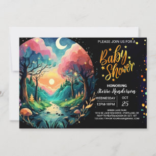 Chic Fireflies Whimsiic Baby Shower Inbjudningar