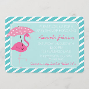 Chic Flamingobaby showerinbjudan Inbjudningar