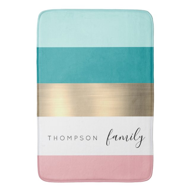 Chic Flerfärgad guld anpassningsbar-familj Badrumsmatta (Framsidan (Vertikal))