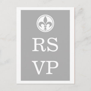 Chic Fleur De Lis OSA Postcard, Grått Inbjudan Vykort