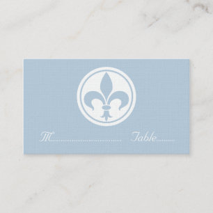Chic Fleur De Lis Place Card, blått Placeringskort