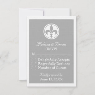 Chic Fleur De Lis Response Card, Grått OSA Kort