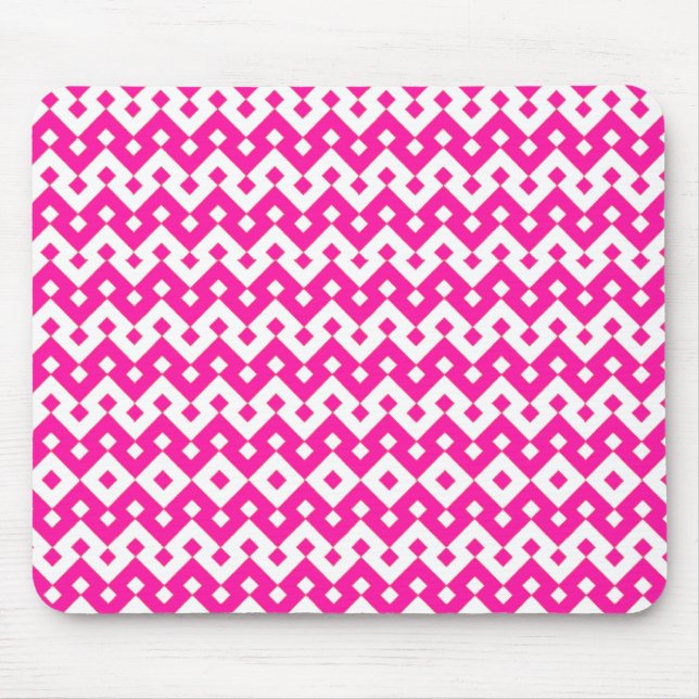 Chic Flickaktigt Mousepad, Candy Rosa Geometric Musmatta (Framsidan)