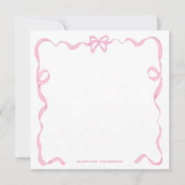 Chic flickig rosa rosett banderoll ram anteckningskort