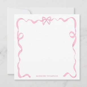 Chic flickig rosa rosett banderoll ram anteckningskort