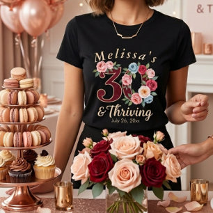 chic floral 30-årsfest t shirt