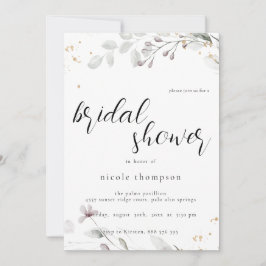 Chic Floral Bridal Shower Invitation Minimal Inbjudningar