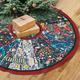 Chic Floral Faux Patchwork Christmas Tree custom Julgransmatta Borstad Polyester