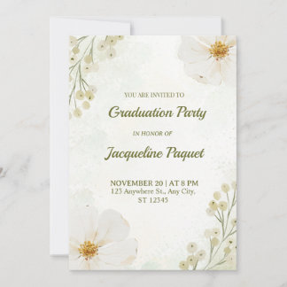 Chic Floral Graduation Party Invitation Card Inbjudningar