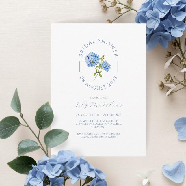 Chic Floral Hydrangea Bridal Shower Invitation (Skapare uppladdad)