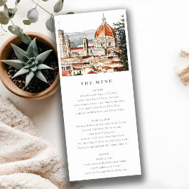 Chic Florence Cathedral Italien Bröllop Menu Card Inbjudningar