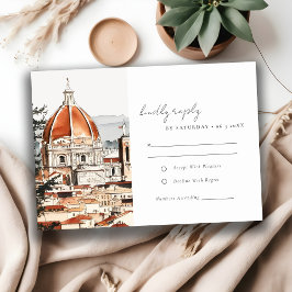 Chic Florence Cathedral Italien Watercolor Bröllop OSA Kort