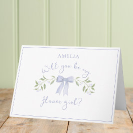 Chic Flower Girl Frieri med Bow Cute Dusty Blue Kort