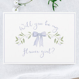Chic Flower Girl Frieri med Bow Cute Dusty Blue Kort