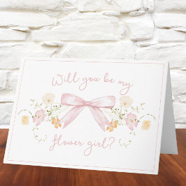 Chic Flower Girl Frieri med Bow Cute Girly Rosa Kort