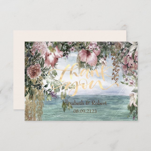 Chic Flowers Ocean Tack Kort (Fram/baksida)