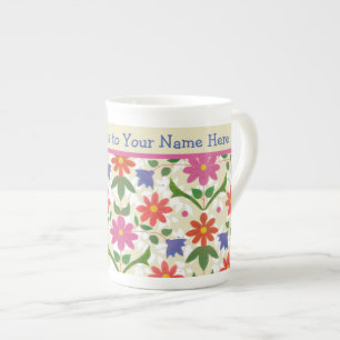 Chic Flowers, Polka dots på Ecru Bone China Mugg Benporslin Mugg