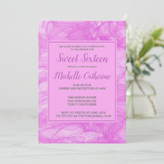 Chic Flowy Rosa Sweet 16-inbjudan Inbjudningar