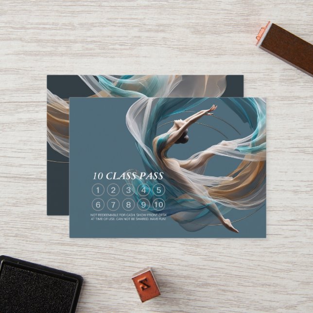 Chic Flygande Luft Yoga Instruktörsklass Pass Lojalitetskort (Fram/Back In Situ)